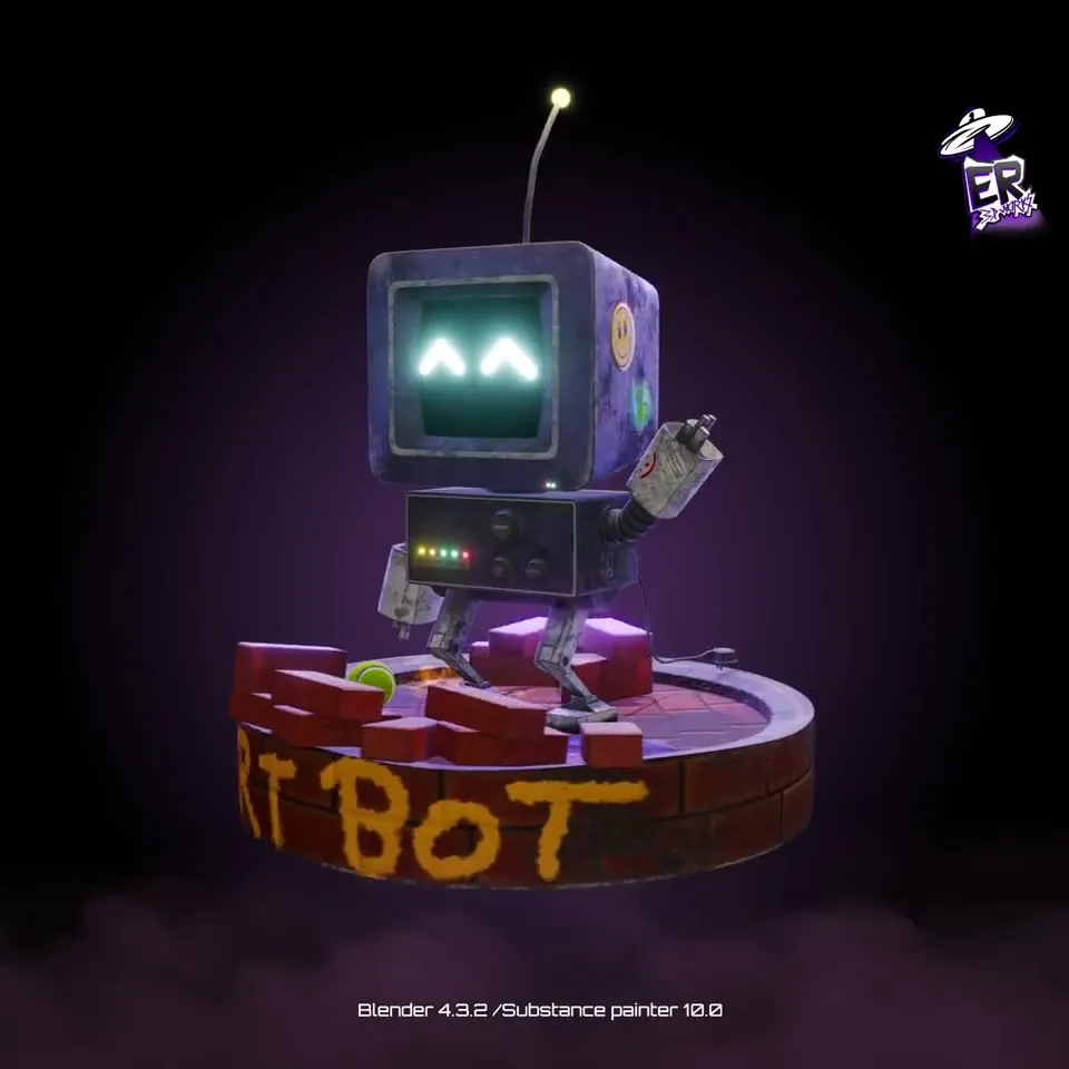 Bingo the CRT Bot: Stylised character & animation